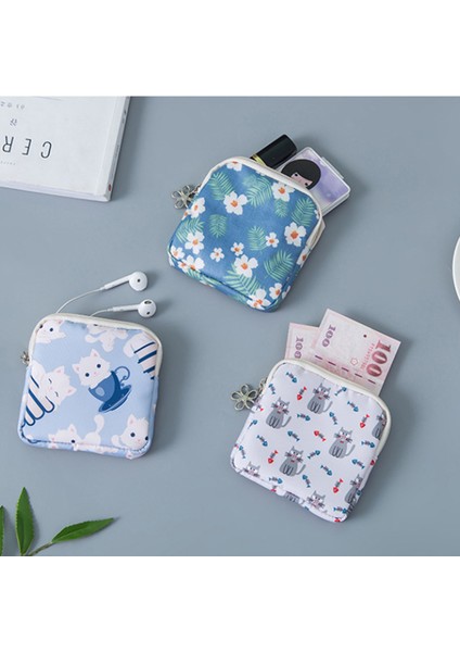 Shmrj-Çiçek Stili Yeni Seyahat Paketleme Çantaları Kadın Kız Küçük Şirin Bozuk Para Kart Para Anahtar Ruj Kozmetik Hijyenik Ped Kulaklık Saklama Çantaları (Yurt Dışından) fırsatları