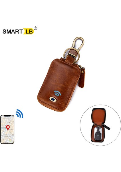 Akıllı Olmayan Kahve Stili Akıllı Bluetooth Uyumlu Takipçi Hakiki Deri Cüzdan Anahtar Organizatörü Erkek Araba Tutucular Akıllı Ev Temizlikçi Anahtarlık Erkek (Yurt Dışından)