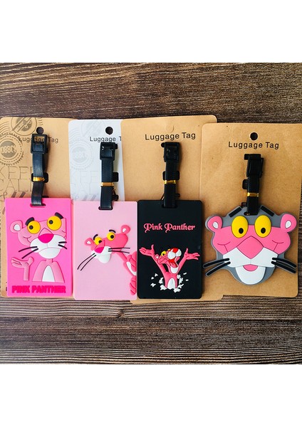 Siyah Stil Ivyye Pembe Panter Anime Seyahat Aksesuarları Bagaj Etiketi Valiz Kimlik Taşıma Etiketleri Tutucu Bagaj Etiketleri Hediyeler Yeni (Yurt Dışından) modelleri