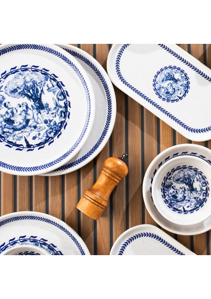 French Vintage 14 Parça Seramik 6 Kişilik Kahvaltı Takımı