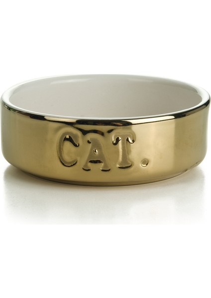 Kedi Mama Su Kabı, Seramik, Altın Sarı, 11,5cm, 300ML