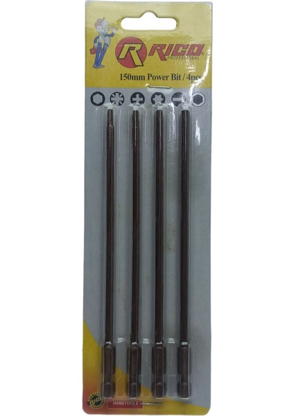 4 Parça Kaplamalı Torx Bits Uç 150 mm
