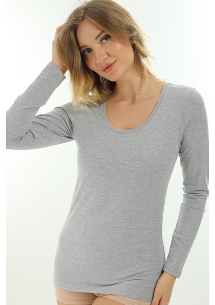 Uzun Kollu U Yaka Slim Fit Kadın Body 2041