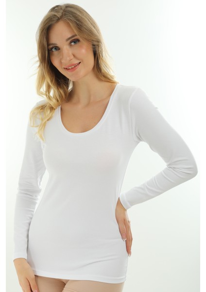 Uzun Kollu U Yaka Slim Fit Kadın Body 2041