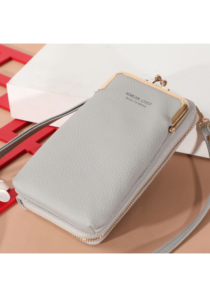 Gri Stil Küçük Omuz Çantası Çok Fonksiyonlu Mektup Telefon Para Kadın Cüzdanı Debriyaj Düzenleyici Saklama - Sonbahar Yeni Düz Renk (Yurt Dışından)