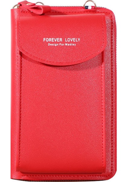 Kırmızı Çanta Stili Cüzdan Kadınlar Çapraz Pu Çok Fonksiyonlu Cep Telefonu Kavrama Çanta Bayanlar Cüzdan Büyük Kapasiteli Seyahat Kart Tutucu Pasaport Kılıfı (Yurt Dışından)