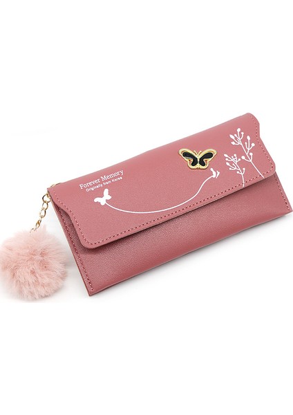 Siyah Stil Şık Yeni Kadın Uzun Cüzdanlar Saf Renk Yün Topu Yay Debriyaj Çanta Kadın Uzun Çanta Kart Çantası Bozuk Para Cüzdanı (Yurt Dışından) modelleri