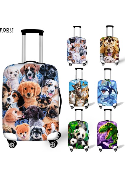 QE267 Stili M Beden Forudesıgns Sevimli Köpek Panda Dinozor Hayvan Baskılı Bagaj Korumalı Kılıf Elastik Inç Valiz Seyahat Aksesuarları Için (Yurt Dışından)