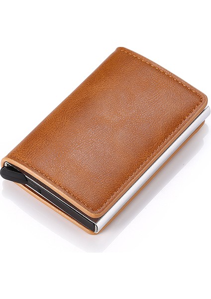 Kahverengi K9109 Stili Yeni Erkek Cüzdanı Moda Karbon Fiber Anti Hırsızlık Rfid Akıllı Kart Tutucu Cüzdan Retro Basit Nötr Alüminyum Mini Cüzdan (Yurt Dışından)