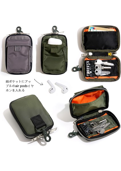 Gri Stil Japon Tarzı Rahat Anahtar Paketi Naylon Kumaş Moda Anahtar Çantası Su Geçirmez Madeni Para Cüzdanı Kart Tutucu Mini Bel Çantası Araba Anahtar Cüzdanı (Yurt Dışından)