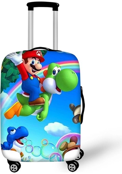 CDWX4551LMS Stili M Beden Haoyun Seyahat Valizi Kılıfı Süper Mario Baskılı Sıcak Oyun Desenli Valiz Kapağı Karikatür Elastik Toz Geçirmez ve Su Geçirmez Koruyucu (Yurt Dışından)