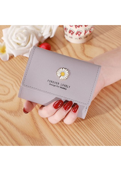 Mor Tarzı 2022 Yeni Moda Bayan Cüzdan Papatya Baskılı Kısa Küçük Üç Katlı El Yapımı Cüzdan Çoklu Kartlı Kart Çantası Bozuk Para Çantaları Kadınlar Için (Yurt Dışından)