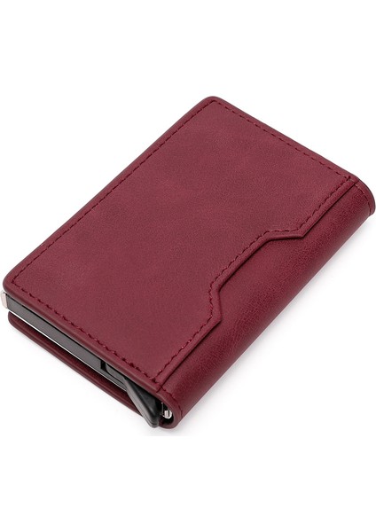 Kırmızı Stil Karbon Fiber Kartlık Cüzdan Rfid Para Cüzdanı Ince Mini Erkek Manyetik Deri Cüzdan Not Bölmesi ile (Yurt Dışından)