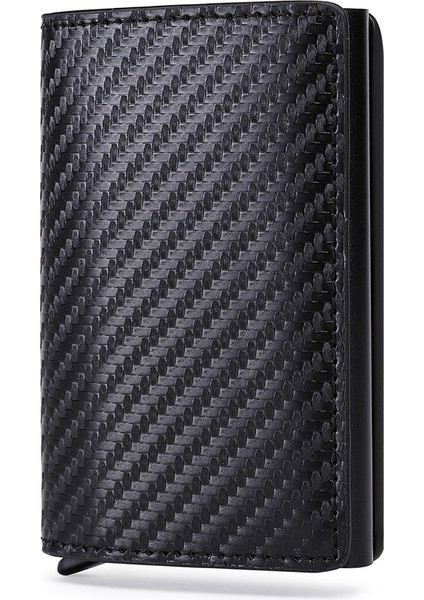 Kırmızı Stil Karbon Fiber Kartlık Cüzdan Rfid Para Cüzdanı Ince Mini Erkek Manyetik Deri Cüzdan Not Bölmesi ile (Yurt Dışından) indirimleri