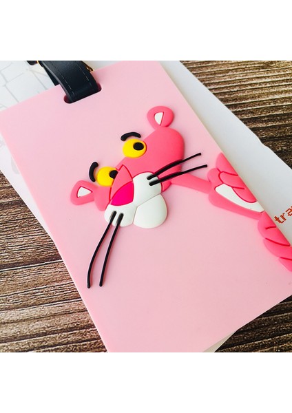 Siyah Stil Pembe Panter Anime Seyahat Aksesuarları Bagaj Etiketi Valiz Kimlik Taşınabilir Etiket Tutucu Bagaj Etiketleri Hediyelik Yeni (Yurt Dışından)