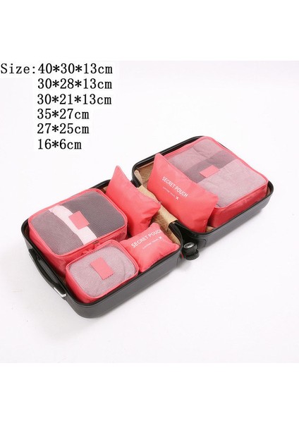 6 Adet Karpuz Kırmızı Tarzı Seyahat Saklama Çantaları Taşınabilir Paketleme Kıyafet Kozmetik Tuvalet Organizatörleri File Çanta Düzenli Küp Torba Içinde Valiz Kit Aksesuarları (Yurt Dışından)