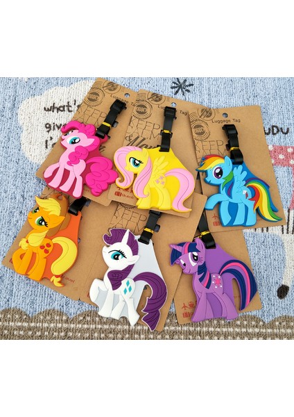 Siyah Stil Ivyye Little Ponyss Anime Seyahat Aksesuarları Bagaj Etiketi Valiz Kimlik Adres Taşınabilir Etiket Tutucu Bagaj Etiketleri Yeni (Yurt Dışından)