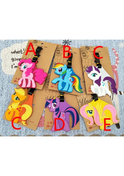 Siyah Stil Ivyye Little Ponyss Anime Seyahat Aksesuarları Bagaj Etiketi Valiz Kimlik Adres Taşınabilir Etiket Tutucu Bagaj Etiketleri Yeni (Yurt Dışından)