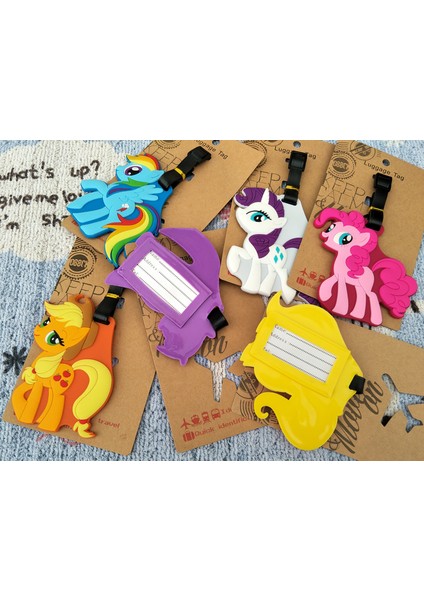Siyah Stil Ivyye Little Ponyss Anime Seyahat Aksesuarları Bagaj Etiketi Valiz Kimlik Adres Taşınabilir Etiket Tutucu Bagaj Etiketleri Yeni (Yurt Dışından)