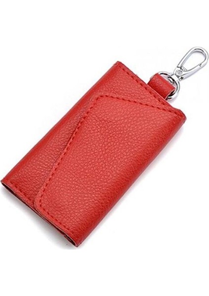Kırmızı Stil Moda Erkek Kadın Anahtar Tutucu Düzenleyici Kılıf Inek Derisi Araba Anahtar Cüzdan Ev Sahibi Anahtar Kılıfı Kart Çantası Gerçek Deri Anahtarlık (Yurt Dışından)