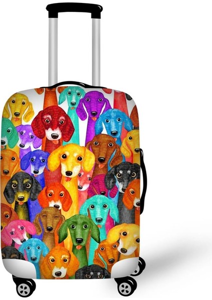 Z5303F26 Stili L Beden Twoheartsgirl Renkli Sevimli Köpek Kedi Baykuş Baskılı Seyahat Valizi Kılıfları Elastik 18''-32'' Bavul Koruyucu Toz Kılıfları Bagaj (Yurt Dışından)