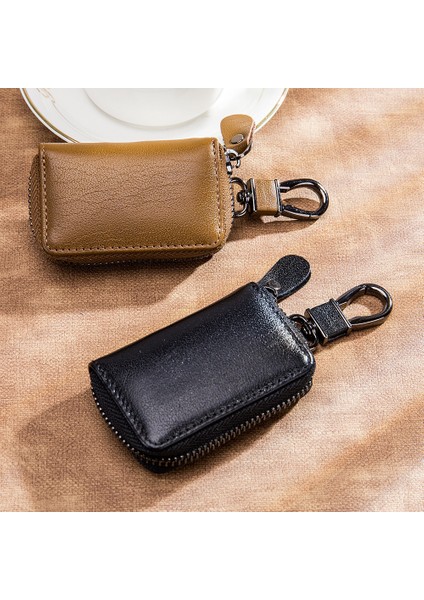 Kumral Tarzı Anahtar Tutucu Yüksek Kaliteli Inek Derisi Anahtarlık Araba Anahtarları Cüzdan Anahtarları Kılıf Moda Basit Mini Erkek Araba Anahtarı Kılıfı (Yurt Dışından)