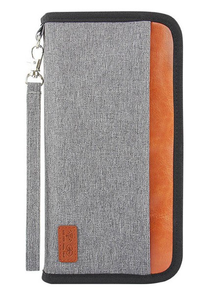 Gri Stil Seyahat Rfıd Anti-Hırsızlık Fırça Pasaport Paketi Kredi Kartı Paketi Pasaport Klibi Dosya Multi-Kart Organizer Çanta Debriyaj Cüzdanı (Yurt Dışından)