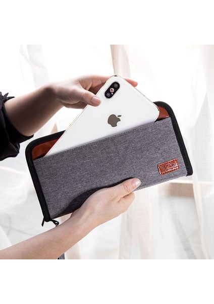Gri Stil Seyahat Rfıd Anti-Hırsızlık Fırça Pasaport Paketi Kredi Kartı Paketi Pasaport Klibi Dosya Multi-Kart Organizer Çanta Debriyaj Cüzdanı (Yurt Dışından) fırsatları