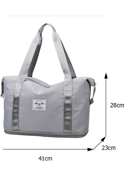 Gri Stil Kadın Yama Fitness Seyahat Omuz Çantası Casual Bayan Çantaları Büyük Kapasiteli Bagaj Çantaları (Yurt Dışından)