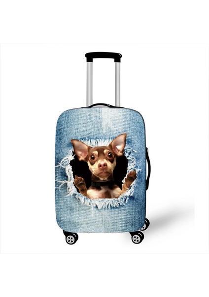PXTKDDW01 Stili S Beden Sevimli Kedi Köpek Delik Baskılı Valiz Kılıfı Seyahat Bagaj Kapağı Esnek Bavul Kılıfı Toz Geçirmez Valiz Kılıfları - (Yurt Dışından)