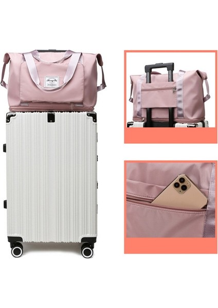 Boyut B-Kırmızı Stili Unisex Naylon Katlanabilir Seyahat Çantası Su Geçirmez Büyük Kapasiteli Çanta Kadınlar Için Bagaj Katlanabilir Duffle El Çantaları Organizer Paket Kubbeli (Yurt Dışından) fırsatları