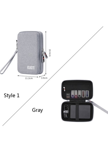 Stil 1 Gri Stil Bubm Çanta Sabit Disk Paketi USB U Kalkanı U Disk Kulaklıklar Sd Kartlar Flash Sürücü Çubukları Taşıma Çantası Seyahat Düzenleyici (Yurt Dışından)