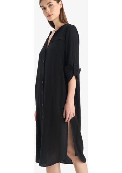 Regular Fit Baskılı Plaj Elbisesi-Fall in Love C2037AX25SM