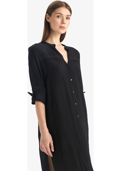 Regular Fit Baskılı Plaj Elbisesi-Fall in Love C2037AX25SM