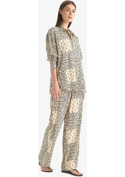 Regular Fit Şal Desenli Viskon Plaj Pantolonu-Fall in Love C3159AX25SP fiyatları