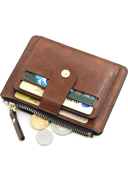 Gri Stil Küçük Moda Kredi Kartı Tutucu Ince Deri Cüzdan Bozuk Para Cebi Erkek Para Çantası Kılıfı Erkekler Kadınlar Iş Cüzdanı Için Mini Tasarım (Yurt Dışından) fiyatları