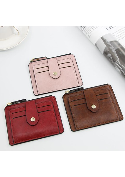 Gri Stil Küçük Moda Kredi Kartı Tutucu Ince Deri Cüzdan Bozuk Para Cebi Erkek Para Çantası Kılıfı Erkekler Kadınlar Iş Cüzdanı Için Mini Tasarım (Yurt Dışından) indirimleri