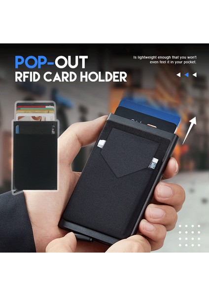 Gri Tarzı Dıenqı Rfid Akıllı Cüzdan Kart Tutucu Metal Ince Ince Erkek Kadın Cüzdanlar Pop Up Minimalist Cüzdan Küçük Siyah Cüzdan Metal Cüzdan Valet (Yurt Dışından)
