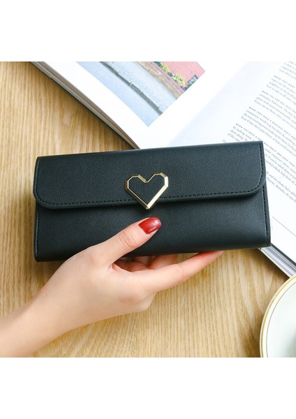 Siyah Stil Kadın Uzun Cüzdanlar Lüks Kalp Desenli Cüzdanlar Bayanlar Için Para Cebi Kart Tutucu Telefon Çanta (Yurt Dışından)