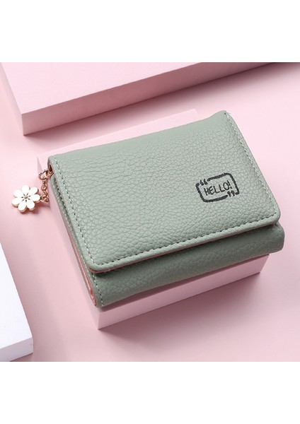Yeşil Stil 2021 Yeni Şirin Kadın Cüzdan Kısa Kız Püsküllü Bayan Yumuşak Küçük Bozuk Para Cüzdanı Kartlık Halter (Yurt Dışından)