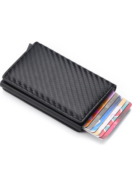 Karbon Siyahı 9810 Stili Kadınlar Akıllı Cüzdan Kartlık Rfıd Cüzdan Alüminyum Metal Kredi Iş Mini Kart Cüzdanı (Yurt Dışından)