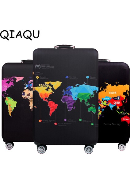 Bagaj Kapağı K Tarzı M Beden Dünya Haritası Baskılı Seyahat Bavulu Kılıfı - Pratik Valiz Aksesuarı - Toz Geçirmez, Kalın Koruyucu Esnek Kapak (Yurt Dışından) modelleri