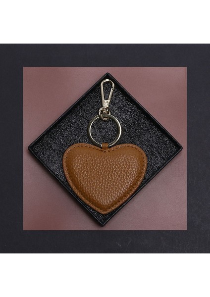 Kahverengi Kalp Stili Özel Harfler Deri Anahtarlık Monogram Yuvarlak Kalp Anahtar Tutucu Popüler Kişiselleştirilmiş Kadın Erkek Hediye Araba Anahtarlık ile Hediye Kutusu (Yurt Dışından)