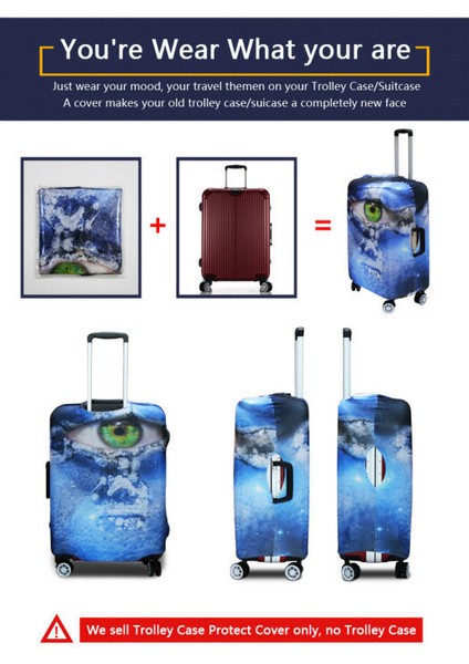 YSFG00916F26 Stili L Beden Forudesıgns Kişiselleştirilmiş Gotik Kafatası Desenli Valiz Kılıfları Yeni Moda Seyahat Aksesuarları Esnek Dayanıklı Bavul Koruma Kılıfı (Yurt Dışından) fırsatları