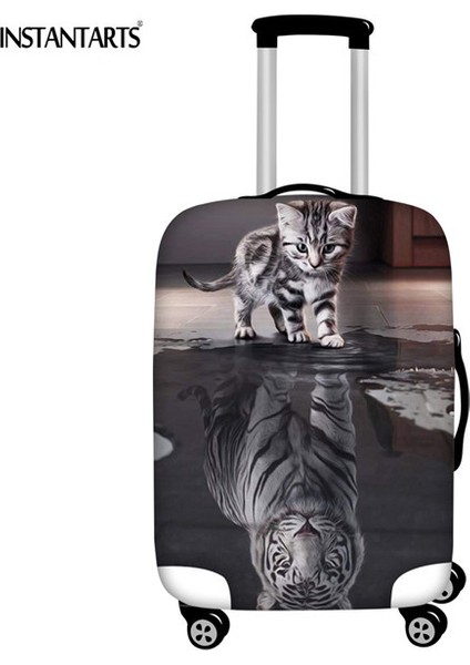 HK854 Stili M Beden Anında Sanat Kedi Yansıma Kaplan Bavul Koruyucu Kılıflar Su Geçirmez Toz Yağmur Cinsiyetsiz Bagaj Kılıfı Için Inç Uygulayın (Yurt Dışından)
