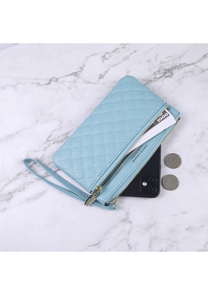 Gri Tarzı Batı Tarzı Cüzdan Bayanlar Uzun Yeni Fermuarlı Basit Düz Renkli Rombo Ince Çok Fonksiyonlu Büyük Kapasiteli Debriyaj Kadın Cüzdanları (Yurt Dışından) modelleri