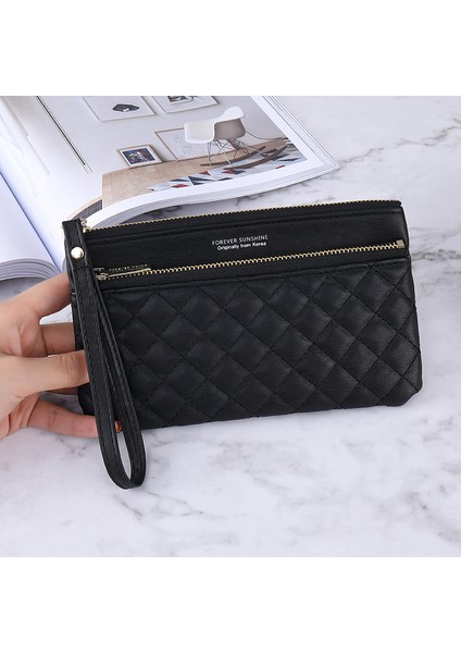 Gri Tarzı Batı Tarzı Cüzdan Bayanlar Uzun Yeni Fermuarlı Basit Düz Renkli Rombo Ince Çok Fonksiyonlu Büyük Kapasiteli Debriyaj Kadın Cüzdanları (Yurt Dışından) indirimleri