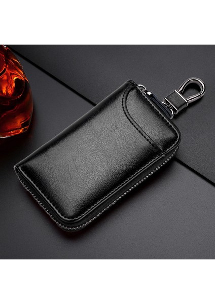 9015 Siyah Stil Gerçek Deri Anahtarlık Unisex Anahtar Çantası Çok Fonksiyonlu Organizer Cüzdan Tutucu Akıllı Ev Sahibesi Araba Küçük Anahtar Kılıfı Anahtarlar Kılıfı (Yurt Dışından)