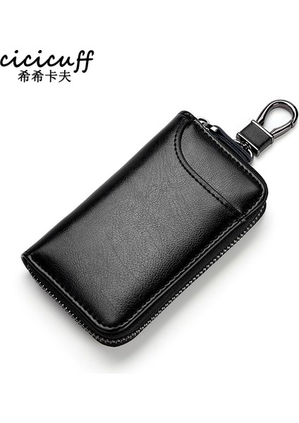9015 Siyah Stil Gerçek Deri Anahtarlık Unisex Anahtar Çantası Çok Fonksiyonlu Organizer Cüzdan Tutucu Akıllı Ev Sahibesi Araba Küçük Anahtar Kılıfı Anahtarlar Kılıfı (Yurt Dışından)