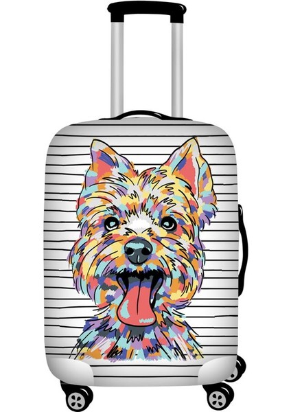 YY2946 Stili S Beden Twoheartsgirl Sevimli Yorkshire Terrier Köpek Baskılı Valiz Kılıfları Su Geçirmez Seyahat Bavul Kapakları Trolley Case Kapak (Yurt Dışından)